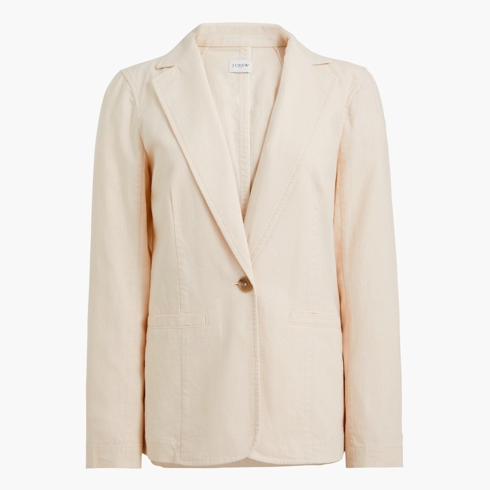 J. Crew Relaxed Linen Blend Blazer Dusty Ivory Size 22 Coastal Preppy Classic
